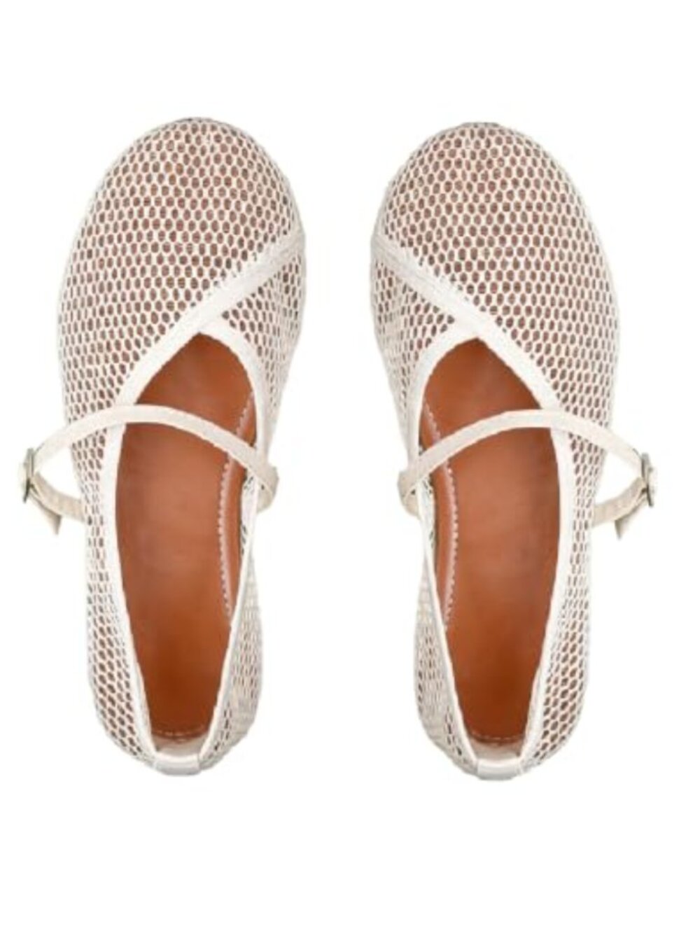 Mesh Ballet Flats Buckle Strap Dressy Comfortable Ballerina Shoes